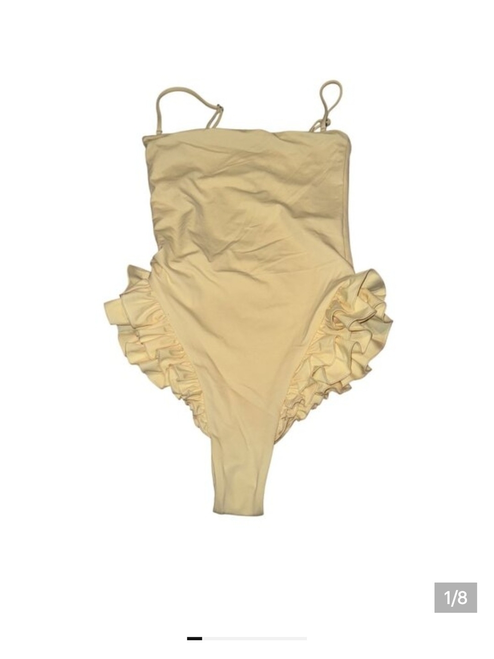 Ruffled One-Piece Swimsuit in Pale Yellow